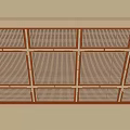 Wooden Ceiling Design With Decorative Perforated Panels And Grid Frame 3d model