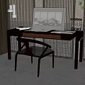 New Chinese Style Desk and Chair Desk and Chair Combination 3d model