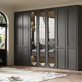 Elegant Dark Gray Wardrobe With Glass Doors And Modern Interior Design