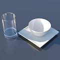 Modern Dinnerware Set with Transparent Glass White Bowl and Square Plate