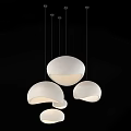 Modern Chandelier With White Fabric Cloud Like Hemispherical Shades And Soft Illumination