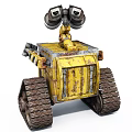 Intelligent Yellow Robot WALL E Featuring Large Eyes Mechanical Arms And Tracks 3d model