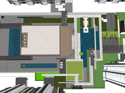Garden Landscape Design With Geometric Layout Pathways Water Features And Green Areas 3d model