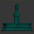 Turquoise Decorative Sculpture With Multi Tiered Base And Intricate Design Figure