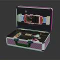 Black Hard Shell Equipment Case Open with Red and White Tools Inside Organized Compartments 3d model