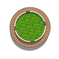 Circular Layered Tree Pit Design With Stone Structure And Wooden Trim 3d model