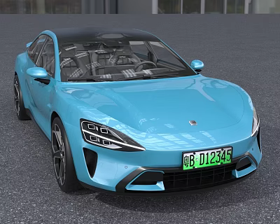 Light Blue Sports Car Showcasing Sleek Exterior Design 3d model