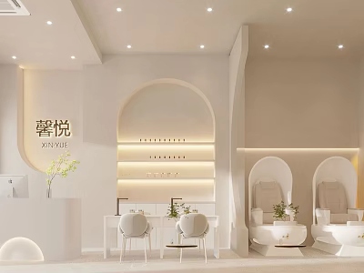 Beauty Hair Salon Interior Design With Modern Elegant Decor And Comfortable Styling Seats 3d model
