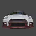 White Sports Car With Black Wheels Red Accents And Sharp Front Design