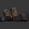 Burning Building Components With Black Stones And Red Gold Textured Bricks 3d model