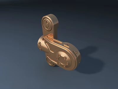 Golden Metal Door Handle Featuring Sleek Modern Design And Decorative Elements 3d model