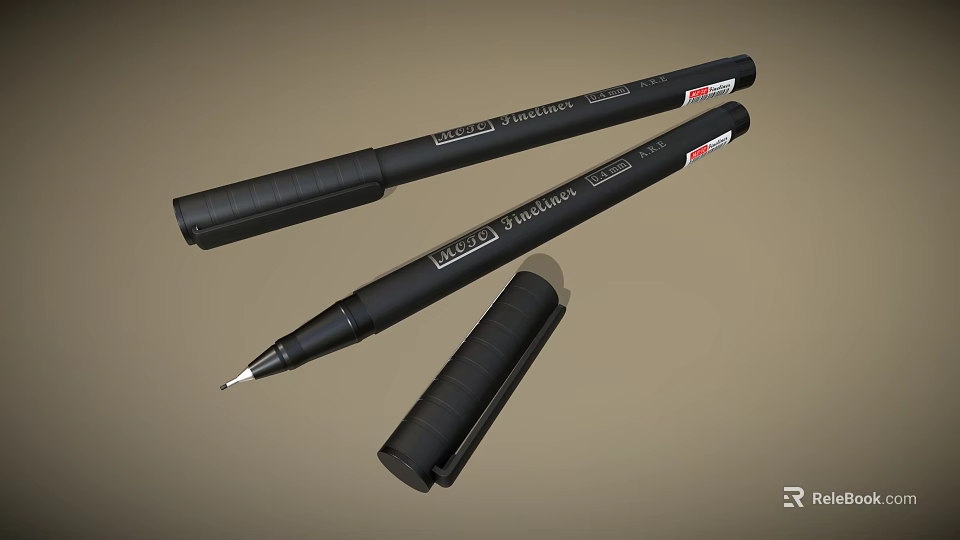 Black Fine Line Marker Pens Stationery For Daily Use With Smooth Writing And Cap 3d model 