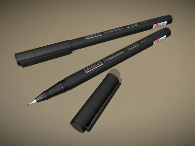 Black Fine Line Marker Pens Stationery For Daily Use With Smooth Writing And Cap 3d model
