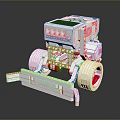 White Robot Model With Green Display Panel Red Wheel Hubs And Mechanical Structure 3d model