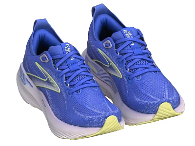 Blue Running Shoes With Mesh Upper And White Yellow Sole Modern Design 3d model