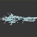 Futuristic Cyan Spaceship 3D Model With Detailed Structure Red Accents And Reflective Surface
