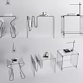 Modern Transparent Bedside Tables with Minimalist Design Sleek Shelves and Geometric Shapes
