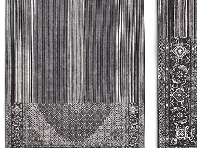 Modern Square Rug With Vertical Stripes Geometric Patterns And Ornamental Borders 3d model