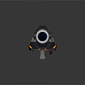 Futuristic Mechanical Weapon With Blue Yellow Accents And Spring Mechanism