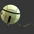 Pale Green Spherical Mechanical Robot With Metal Legs And Surface Line Details