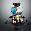 Realistic Lunar Lander Spacecraft Model With Silver Gold Body Blue Windows And Landing Legs