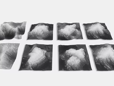 Garden Landscape Design Featuring Square Black and White Textured Prints of Natural Mountain Cloud Forms 3d model