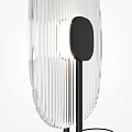 Modern Minimalist Table Lamp With Ribbed Transparent Shade And Black Base
