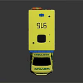 Yellow Ambulance Vehicle With Green Checkered Design And Emergency Medical Gear