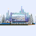 Tirol Austria Skiing Fun With Snow Covered Christmas Trees And City Skyline Silhouettes