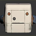 Cute Cartoon Style White Blue Robot With Square Head Round Eyes