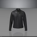 Black Leather Jacket With Minimalist Collar And Zipper Design For Stylish Look
