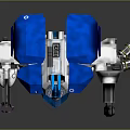 Blue And White Mechanical Robot Game Movie Character Featuring Armored Design And Mechanical Arms