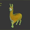 3D Character Llama with Orange and White Fur Wearing Glasses Standing on Dark Background