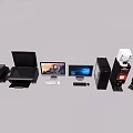 Office Electronics Setup Including Printer Monitor Tower And Coffee Machines 3d model