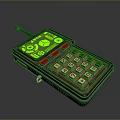 Vintage Handheld Computer Terminal With Green Screen Retro Keypad And Antenna Design
