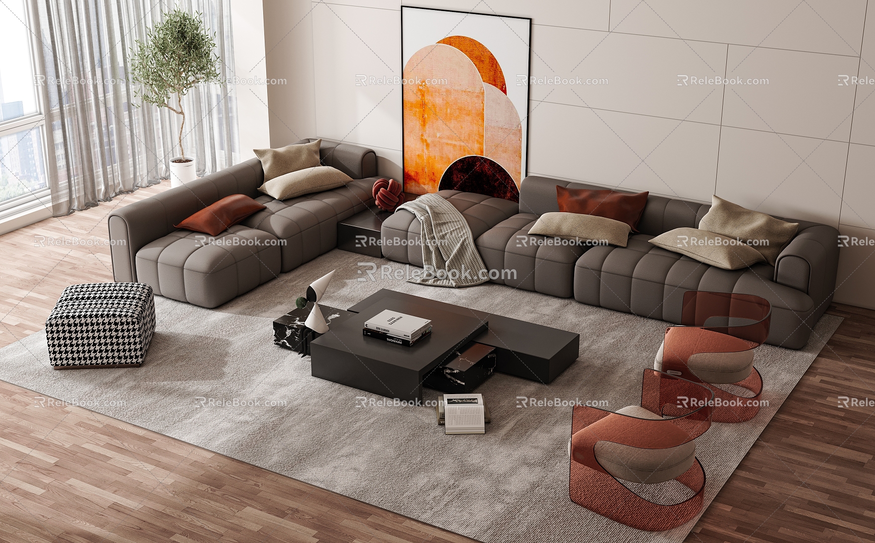 modern sofa living room 3d model