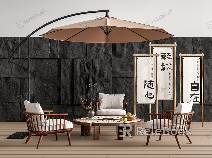 Outdoor Table and Chair Casual Table and Chair Outdoor Chair Seam Wall Parasol model