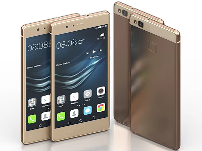 Modern Gold Smartphones With Front Screen Apps And Rear Camera Design 3d model