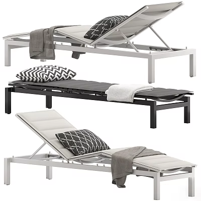 Modern Adjustable Massage Bed With White Black Frame Patterned Pillows And Soft Towels 3d model