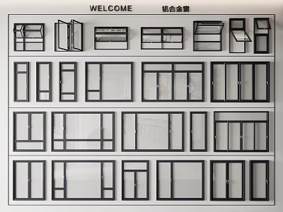 modern window aluminum alloy window casement window folding window 3d model