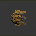 Yellow And Black Weathered Aircraft With Blue Glowing Core And Futuristic Design