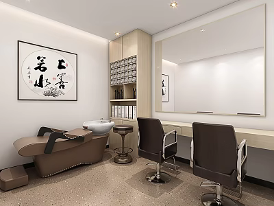 Modern Beauty Hair Salon Interior With Beauty Bed Styling Chairs Mirror And Storage Cabinets 3d model