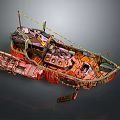 Colorful Vintage Style Cartoon Ship With Wooden Deck Rope Decorations And Cabin Details