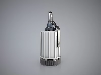 Cylindrical Military Weapon with Silver Body Black Top and Tactical Hook Handle 3d model