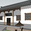 Traditional Chinese Ancient Architecture With Overhanging Eaves White Walls Black Tiles And Courtyard