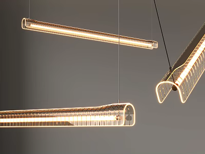 Modern Linear Pendant Lights With LED Illumination And Sleek Metal Frame Design 3d model