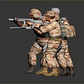 Toy Military Action Figures In Camouflage Uniforms With Various Weapon Poses