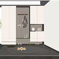 Cream Style Shoe Cabinet Log Style Hallway Shoe Cabinet 3d model