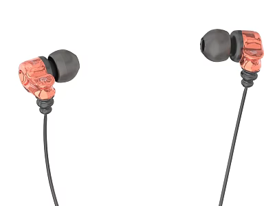 Copper And Black In Ear Headphones With Metallic Casing Digital Accessory 3d model