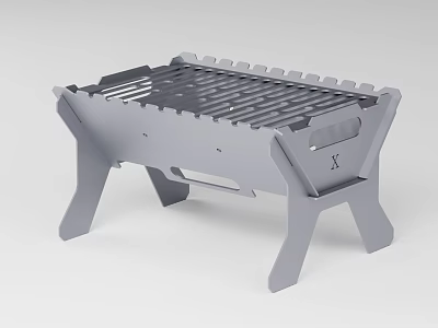 Outdoor Portable Metal Fire Pit With Foldable Legs And Modern Grill Grate Structure 3d model
